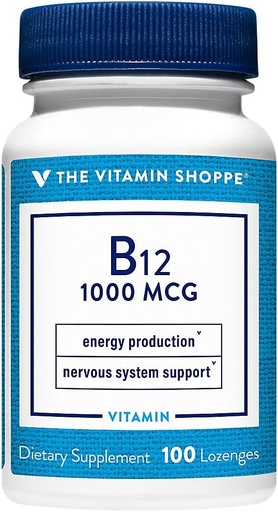 [BRSWIYTYOEDREGYV] Vitamin Shoppe Vitamin B12 1.000mcg - Podpira proizvodnjo energije, enkrat dnevno prehransko dopolnilo - Vitamin B-12 (kot Cyanocobalamin), Gluten & Dairy Free (100 Lozenges)