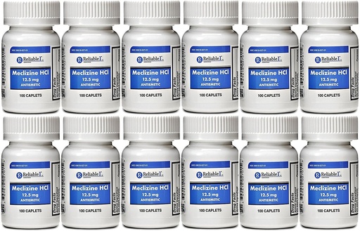 [BRSWECQDC4OQMCT5] Meclizine 12.5 mg Antiemetic, Motion Sickness 100 Caplets PACK of 12