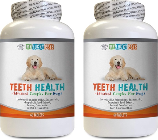 [BRSWGATYAANWKYI6] Dog Breath Tablets - Advanced Teeth Health for Dogs - Fights Bad Breath - Best Looking Gums and Teeth - Vitamin c for Dogs Pills - 120 Tablets (2 Bottles)