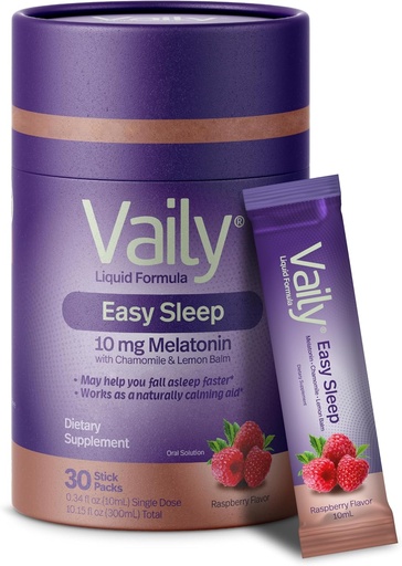 [BRSROAY3CQFQKFLB] Vaily Liquid Melatonin 10mg, Lemon Balm Extract Improved Sleep Cycles - Raspberry Flavored Sleep Supplements, Sleep Aid Liquid for Adults - Chamomile Extract Natural Sleep & Relaxation Aid - 30 Doses