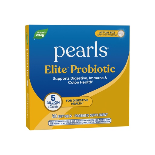 [BRSWIYIFOABGACT4] Nature's Way Pearls Elite Probiotic for Men and Women, Supports Digestive, Immune, Colon Health*, 5 Billion Live Cultures, No Refrigeration Required, 30 Softgels (Packaging May Vary)