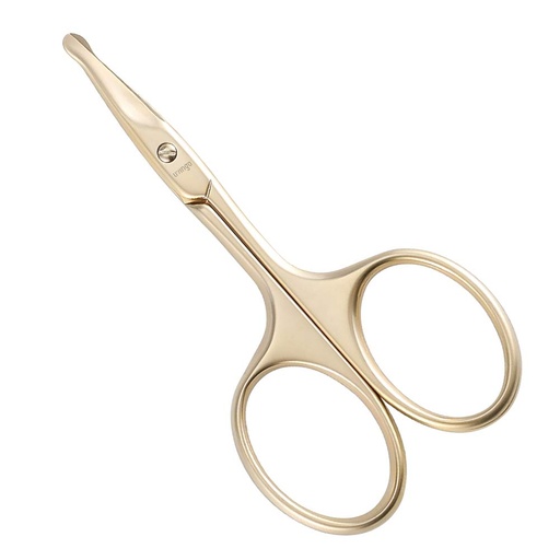 [BRSWGCQRCQOQYHTL] LIVINGO 3.75" Small Safety Facial Nose Hair Scissors, Curved Blade with Rounded Tip Stainless Steel for Manicure Cuticle, Eyebrow, Dry Skin (Gold)