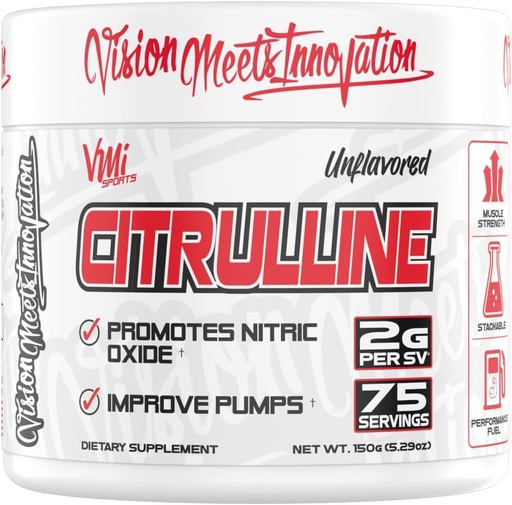 [BRSRO234PJ6BUFL6] VMI Sports citrulline Unflavored Mill Pure L- Citruline ® 124; Skatinti azoto oksido raumenų pumpurus ® 124; 2 g per serving - 75 Servings