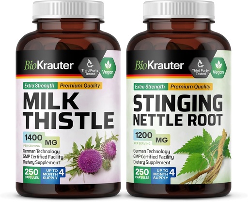 [BRSRAGABOABR6YDP] BIO KRAUTER Milk Thistle 250 Capsules & Stinging Nettle 250 Capsules