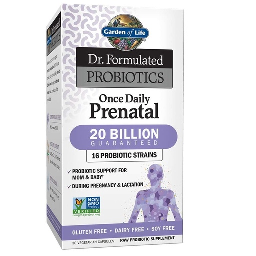 [BRSWKHQYAYCQOFY3] Garden of Life Dr. Formulated Probiotics Once Daily Prenatal - 20 Billion CFU - Dietary Supplement for Mom & Baby - 30 Vegetarian Capsules
