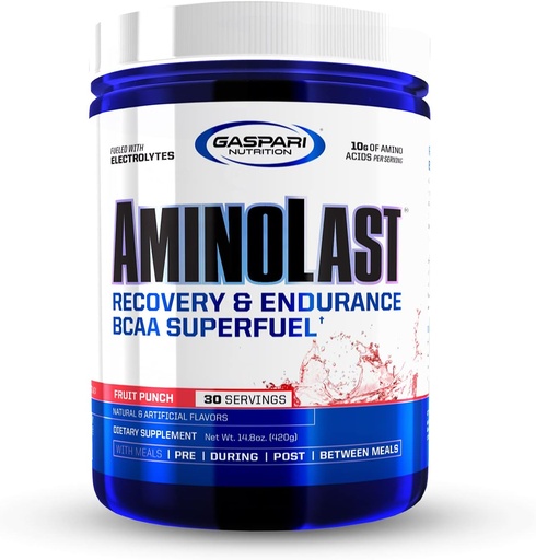 [BRSWIEDRC4NQCHTI] Gaspari Nutrition: AminoLast, Muscle Recovery and Endurance BCAA Fuel, Enhances Recovery & Replenishes Electrolytes, 30 Servings (Fruit Punch)