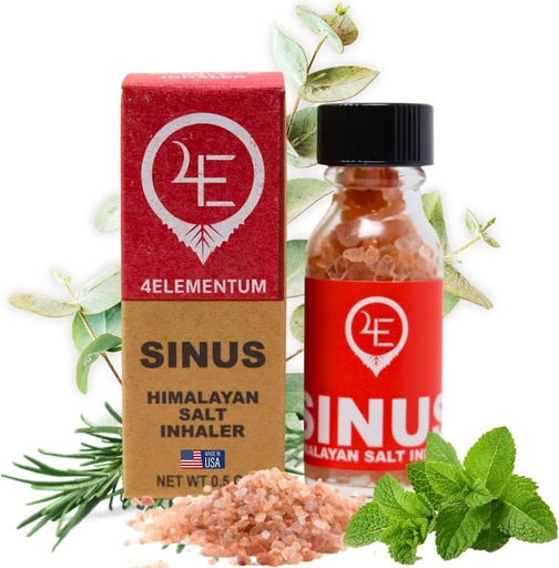 [BRSWGCQTAUCQE3I7] 4Elementum Sinus Himalayan Salt Inhaler - Infused with Natural Eucalyptus, Peppermint and Rosemary - Supports Relief from Allergies, Colds, and Congestion