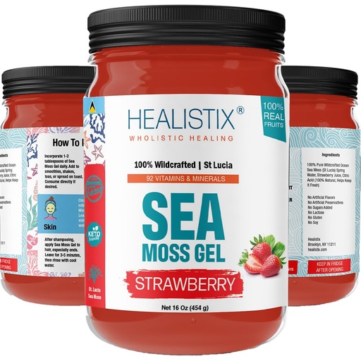 [BRSROBQDPIJQ42Y4] HX Strawberry Sea Moss Гель 16 Oz - St Lucia Wildcrafted Seamoss Гель