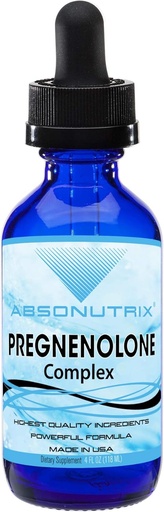 [BRSWYYYCCUIA2YI4] Absonutrix Pregnenolone supplement 100mg, 4 Oz Liquid, 200 Servings, Made in USA, Quick Absorption, Quality Potent Ingredients, Third-Party Tested, Non-GMO, GMP Certified, Cruelty-Free Products