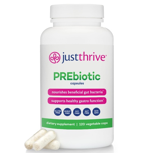 [BRSRMEL5AEIRSG3U] Just Thrive PREbiotic Capsules - Prebiotic Blend for Gut Health and Immune Support, 120 Caps