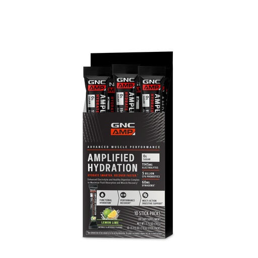 [BRSROYIDOQNR43DX] GNC AMP Amplified Hydration Electrolyte Powder Drink Mix | Enhanced Electrolyte & Healthy Digestion Complex | Lemon Lime | 10 Count