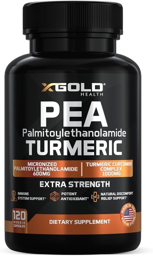 [BRSRMZIQOEPGK3D4] Pea Palmitoylethanolamide + Turmeric Curcumin Complex – 1600mg Micronized 99% & 95% Curcuminoids – High Potency Joint Support, Mobility & Comfort – Made in USA
