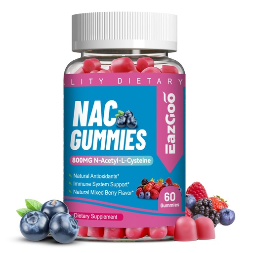 [BRSRAFQRCF7BUG3P] NAC Gummies 800mg, N-Acetyl Cysteine Supplement, NAC Supplement for Immune System & Antioxidant, Non-GMO, Gluten Free, Vegan - 60 Counts