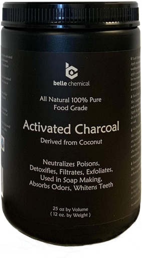 [BRSWGYD3C55BEALO] Large - Less-Mess Jar Coconut Activated Charcoal Powder - Bulk - Food Grade, Kosher, NSF - Teeth Whitening, Facial Scrub, Soap Making