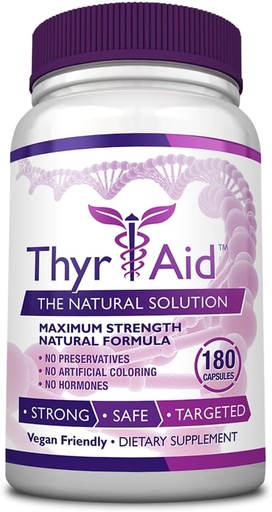 [BRSROEIROJ7GGCLG] ThyrAid - Thyroid Supplement - Iodine, Kelp, Ashwagandha - Vegan - 1 Bottle (3 Month Supply, 180 Capsules)