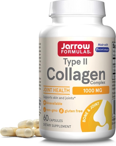 [BRSWIYD4CYOACYDI] Jarrow Formulas® Typ II Collagen Complex 1000 mg Ergänzungen, Unterstützt Haut und Gelenkgesundheit, 60 Kapseln, 30 Tage Versorgung