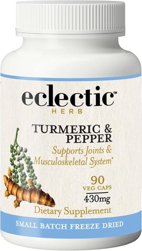 [BRSWGZL2AUFR6CTF] Eclectic Institute Raw Fresh Freeze-Dried Non-GMO Turmeric and Pepper | 90 CT (430 mg)