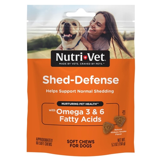 [BRSWIYTQDIIB62LE] Nutri-Vet Shed Defense Soft Chews for Dogs, Skin and Coat Supplement for Dogs, Omega 3 from Fish Oil, Dry & Itchy Skin Relief Treatment, Puppy Essentials, 60 Soft Chews | Dog Fish Oil, Omega 3 Supplement, Healthy Skin & Coat, Shiny Coat, Itchy Skin Solution, Pet Wellness, Daily Nutrition