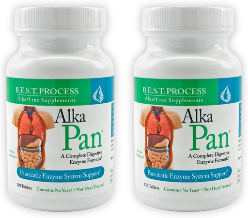 [BRSWYFQLBEOWCFDK] Alka•Pan (2 Pack) Best Process Alkaline — Natural Digestive Supplement — Pancreatic Enzymes with Antioxidant-Rich Superfoods & Digestive Herbs