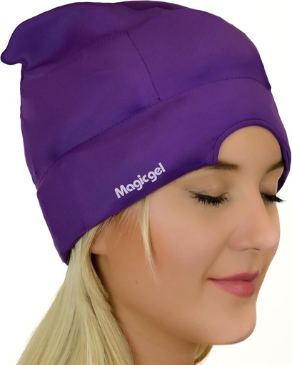 [BRSWGFQOOEJWKF3F] Magic Gel Migraine Ice Head Wrap - Real Migraine & Headache Relief | The Original Headache Cap | Cold, Comfortable, Dark & Cool; Endorsed by Physicians, Loved by Thousands - Purple