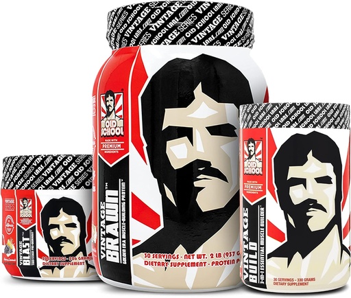 [BRSW2EABBZ4GK3I4] Old School Labs Vintage Build Post Workout, Vintage Blast Pre Workout and Vintage Brawn Protein Powder