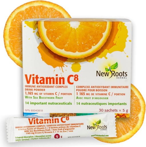 [BRSWGFL3A4IQO2Q7] Vitamin C8 Powder Immune Support (30 Sachets) Delicious drink with 8 Different Forms of Vitamin C, Electrolytes, Bioflavonoids & Green Tea for Maximum Absorption & Antioxidant Defense