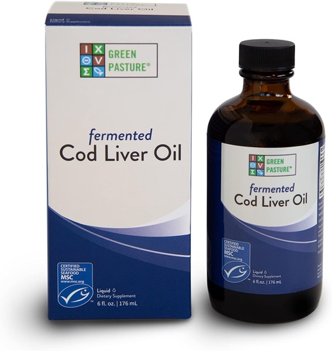 [BRSRMBQ5CV6B6CIU] Green Pasture - Fermented Cod Liver Oil Liquid -6 fl. oz. - Unflavored