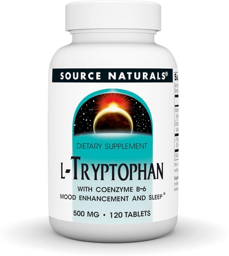[BRSWIY37BMHWOCD2] Source Naturals L-Tryptophan with Coenzyme B-6, 500mg - 120 Tablets