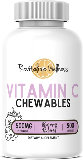 [BRSROAINCR5QKF3U] Vitamin C Chewables | 500 mg Vitamin C as Ascorbic Acid per Serving | Berry Blast Flavor | 60 Servings