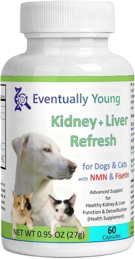 [BRSROHYHBANGY3DV] 𝗘𝘃𝗲𝗻𝘁𝘂𝗮𝗹𝗹𝘆 𝗬𝗼𝘂𝗻𝗴 12-in-1 Kidney Support Restore for Cats & Dogs: Super Phosphate Binder w/NMN, Fisetin, Antioxidants, Prebiotic & Probiotic 4 Healthy Kidney & Liver Functions (60 Caps)
