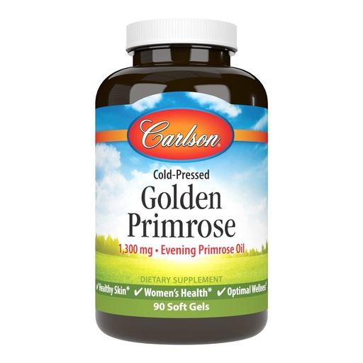 [BRSWGYYCCQHB62DZ] Carlson - Golden Primrose, 1300 mg Evening Primrose Oil, Cold-Pressed, Healthy Skin, Women's Health & Optimal Wellness, 90 Softgels
