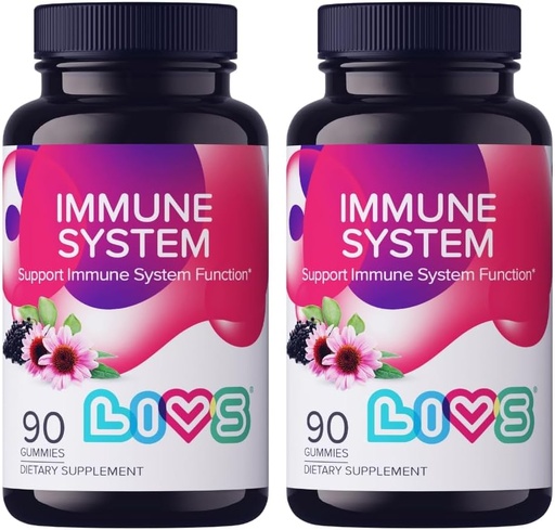 [BRSROGIQOZ7QMCT2] LIVS Immune System Elderberry Gummies for Adults & Kids | Advanced Immune Support Supplement with Vitamin C, Echinacea, & Propolis | Vegan & Gluten Free Gummy Vitamins | 200mg Elderberry/Dose -180 Ct