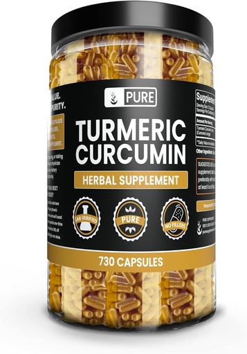 [BRSWYZ34B54GM3I7] Murni lngrediens Turmeric Curcumin 730 Capsules No Magnesium Or Rice Fillers, Always Pure, Lab Verified