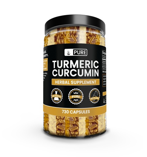 [BRSWYZ34B54GM3I7] Pure Original Ingredients Turmeric Curcumin 730 Capsules No Magnesium Or Rice Fillers, Always Pure, Lab Verified