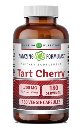 [BRSRAYAQPIMWEDYZ] Amazing Formulas Tart Cherry 1200 Mg per Serving | Veggie Capsules Supplement | Non-GMO | Gluten Free | Made in USA (1 Pack | 180 Count)