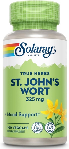 [BRSWIYTYCUPRE3Q5] SOLARAY St Johns Wort 325 mg Whole Aerial - Health and Mood Support Supplement - 60-Day Money Back Guarantee - Non-GMO, Vegan, Lab Verified (100 CT)