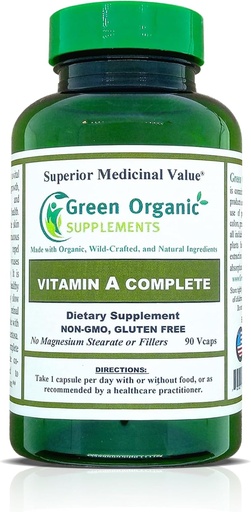 [BRSWGBL7BV5GKHTJ] Green Organic Supplements Vitamin A, Retinyl Palmitate, 90 VCaps, 15000IU, Hand Made, Non-GMO, & Gluten Free (Pack of 1)