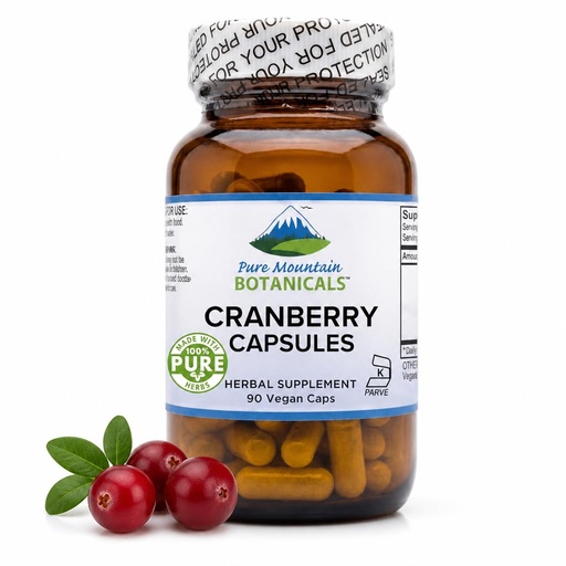[BRSWIAA5DJ5QIDY7] Pure Mountain Botanicals Cranberry Pills for Women - 400mg Extract Capsules - 90 Capsules - Vegan Cranberry Supplement - Kosher, Non-GMO, Gluten-Free