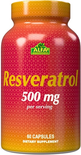[BRSWI2YQAQAB4FTG] Resveratrol 1000mg por Alfa Vitaminas - Potencial Antioxidante, Ayuda a prevenir daños celulares - Apoyo Función cerebral, Salud cardiovascular, Metabolismo, efectos anti-envejecimiento - 60 cápsulas