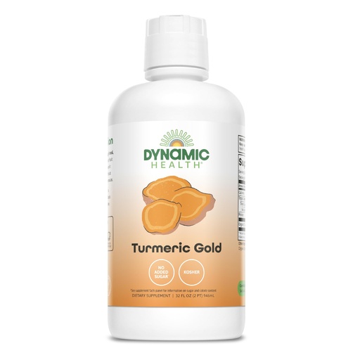 [BRSWKYIYAEEGGHIZ] Dynamic Health Turmeric Gold, 100% Juice, Turmeric Supplement, No Additives, Joint Support, Antioxidant, Inflammation, Vegan, Gluten Free, Non-GMO, 32 Fl Oz