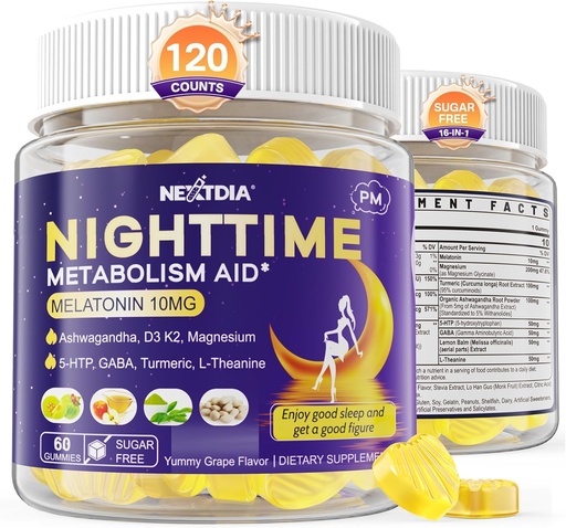 [BRSRAGQOBYMRMCLF] Melatonin 10mg Gummies, Night Time Metabolism Gummies for Adults, Crush Excess Hoarding While You Rest, Promote Healthy Zzzs, with Magnesium, Ashwagandha, 5-HTP, GABA, 100% Drug Free,Sugar Free,2Packs