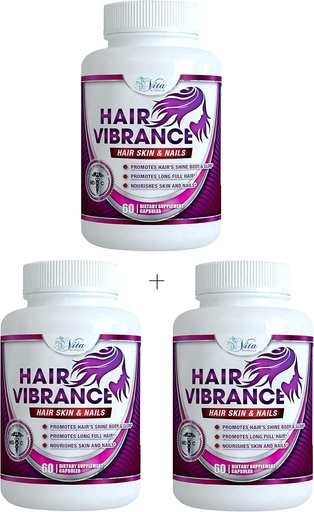[BRSWGHYRCF6QMFIZ] Hair Vibrance Hair Skin and Nails Vitamins - Doctor Formulated with 15000mcg Biotin for Hair Growth and 23 Hair Growth Vitamins for Longer Shiny Full Healthier Hair Skin Nails and Lashes (3 Pack)