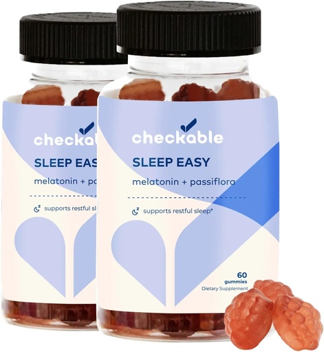 [BRSRMZIZOYMB6DL2] Checkable® Melatonin Gummy - 120 Count - Melatonin, Passiflora, and Vitamin B6 - Gluten Fee, Vegan, and Non-GMO