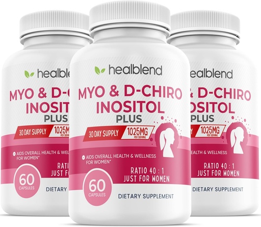 [BRSROBD5BMHBSHIU] Myo & D-Chiro Inositol Plus Supplement Blend, Hormonal Balance, Healthy Ovulation & Overall Wellness Support for Women, Fertility and Pregnancy Health (3 Pack)