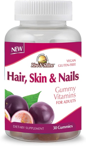[BRSRMAIRC4JRYH3O] Rise-N-Shine Hair Skin & Nails Gummy Vitamins - Pectin Based Gummies for Women & Men with Vitamins, Biotin, Collagen & More - 30 Count