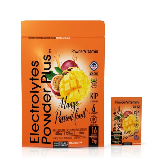 [BRSRAGAKCR7QKCDB] PowderVitamin Electrolytes Powder Plus, Keto, Mango Passionfruit, Sugar Free, Pink Himalayan Salt, 1000mg Potassium, 120mg Calcium, 120mg Magnesium, Non-GMO, Zero Calories, (16 Hydration Packets)