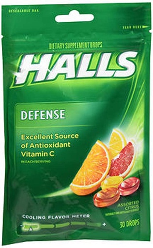 [BRSWIYTZOZ5QY2YV] Halls Defense Vitamin C Assorted Citrus Supplement Drops - 30 Drops