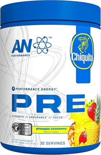 [BRSRAHYYOR5A4C3B] AN Performance Pre-Workout Powder Supplement for Men & Women | Energy Drink Mix with 300mg Caffeine + Beta Alanine + Citrulline | Third-Party Tested | Strawberry Pineapple | 30 Servings