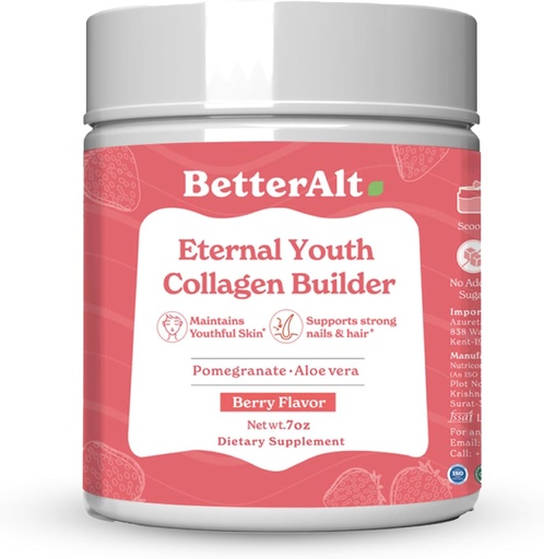 [BRSROEDRDMNAO33H] Better Alt Eternal Youth Collagen Builder (Berry Flavor) 200g| for Radiant, Youthful & Glowing Skin| Helps Boost Collagen & Provides Antioxidant Support|No Added Sugar & No Artificial Additives
