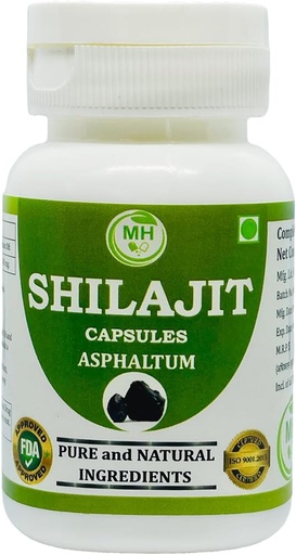 [BRSROATYOZ5AK2T3] Shilajit (Asphaltum) Capsules, Pack of 1 x 60 x 500 mg .Veg. Capsules, Containing Pure and Natural Herbs